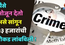 पैसे मोजून देतो असे सांगून १३ हजारांची रोकड लांबविली !