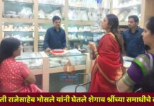 दमयंती भोसले यांनी घेतले शेगाव श्रींच्या समाधीचे दर्शन