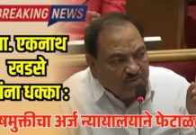 आ. एकनाथ खडसे यांना धक्का : दोषमुक्तीचा अर्ज न्यायालयाने फेटाळला