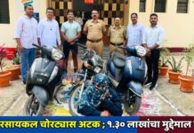 मोटारसायकल चोरट्यास अटक ; १.३० लाखांचा मुद्देमाल जप्त