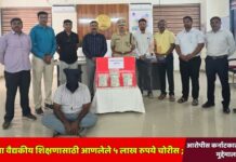 मुलीच्या वैद्यकीय शिक्षणासाठी आणलेले ५ लाख रुपये चोरीस ; आरोपीस कर्नाटकातून अटक