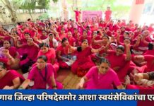 जळगाव जिल्हा परिषदेसमोर आशा स्वयंसेविकांचा एल्गार