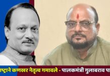 महाराष्ट्राने कणखर नेतृत्व गमावले – पालकमंत्री गुलाबराव पाटील