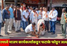 रावेरमध्ये भाजप कार्यकर्त्यांकडून फटाके फोडून जल्लोष