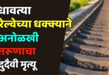 धावत्या रेल्वेच्या धक्क्याने अनोळखी तरूणाचा दुदैवी मृत्यू