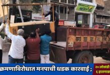अतिक्रमणाविरोधात मनपाची धडक कारवाई ; २० लोखंडी पेट्या व ६ हातगाड्या जप्त