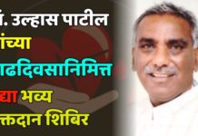 डॉ. उल्हास पाटील यांच्या वाढदिवसानिमित्त उद्या भव्य रक्तदान शिबिर