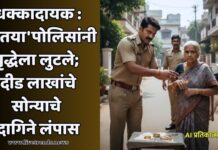 धक्कादायक : ‘तोतया’ पोलिसांनी वृद्धेला लुटले; दीड लाखांचे सोन्याचे दागिने लंपास