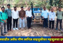 तामसवाडीत अवैध गौण खनिज वाहतुकीवर महसूलचा दणका ; विना नंबर ट्रॅक्टर-ट्रॉली जप्त