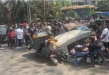 मुंबईमध्ये मेट्रो खांबाचा भाग कोसळला; एकाचा मृत्यू