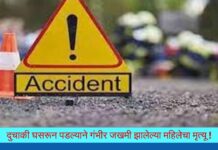 दुचाकी घसरून पडल्याने गंभीर जखमी झालेल्या महिलेचा मृत्यू !