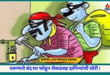 तरूणाचे बंद घर फोडून रोकडसह दागिन्यांची चोरी !