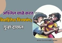 अश्लिल चाळे करत विवाहितेचा विनयभंग ; गुन्हा दाखल