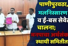 पाणीपुरवठा, मलनिस्सारण व ई-बस सेवेला चालना; मनपाचा अर्थसंकल्प स्थायी समितीत