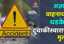 अज्ञात वाहनाच्या धडकेत दुचाकीस्वाराचा मृत्यू