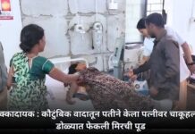 धक्कादायक : कौटुंबिक वादातून पतीने केला पत्नीवर चाकूहल्ला; डोळ्यात फेकली मिरची पूड