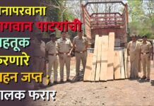 विनापरवाना सागवान पाटयांची वाहतूक करणारे वाहन जप्त ; चालक फरार