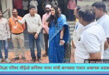 जिल्हा परिषद सीईओ करिश्मा नायर यांची कानळदा गावात अचानक धडक