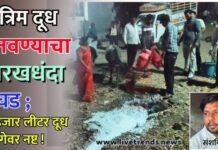 कृत्रिम दूध बनवण्याचा गोरखधंदा उघड ; २ हजार लीटर दूध जागेवर नष्ट !