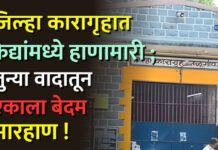 जिल्हा कारागृहात कैद्यांमध्ये हाणामारी ; जुन्या वादातून एकाला बेदम मारहाण !