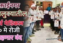 मुक्ताईनगर तालुक्यातील सर्व मेडिकल दुकाने २० मे रोजी राहणार बंद