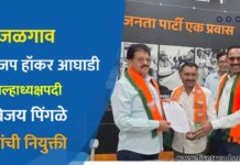 जळगाव भाजप हॉकर आघाडी जिल्हाध्यक्षपदी विजय पिंगळे यांची नियुक्ती