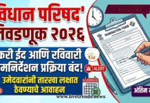 विधान परिषद निवडणूक २०२६ : बकरी ईद आणि रविवारी नामनिर्देशन प्रक्रिया बंद
