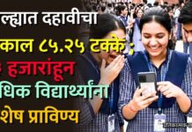जिल्ह्याचा दहावीचा निकाल ८५.२५ टक्के ; १३ हजारांहून अधिक विद्यार्थ्यांना विशेष प्राविण्य