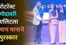रोटरॅक्ट गोदावरी एलिटला पाच मानाचे पुरस्कार