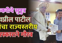 फेकरीचे सुपुत्र स्वप्नील पाटील यांचा राज्यस्तरीय पुरस्काराने गौरव