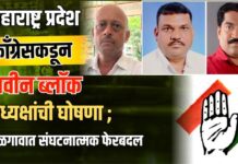महाराष्ट्र प्रदेश काँग्रेसकडून नवीन ब्लॉक अध्यक्षांची घोषणा ; जळगावात संघटनात्मक फेरबदल