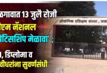 जळगावात १३ जुलै रोजी ‘पीएम नॅशनल अप्रेंटिसशिप मेळावा’ ; ITI, डिप्लोमा व पदवीधरांना सुवर्णसंधी