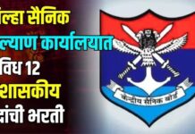 जिल्हा सैनिक कल्याण कार्यालयात विविध १२ अशासकीय पदांची भरती ; २३ जुलैपर्यंत अर्ज करण्याचे आवाहन