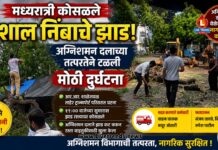 मध्यरात्री कोसळले विशाल निंबाचे झाड; अग्निशमन दलाच्या तत्परतेने टळली मोठी दुर्घटना