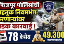 फैजपूर पोलिसांची वाहतूक नियमभंग करणाऱ्यांवर धडक कारवाई ; दोन दिवसांत ७८ केसेस, ४९ हजार ३०० रुपयांचा दंड