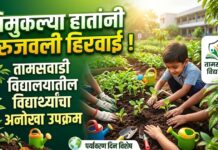 चिमुकल्या हातांनी रुजवली हिरवाई ! तामसवाडी विद्यालयातील विद्यार्थ्यांचा अनोखा उपक्रम