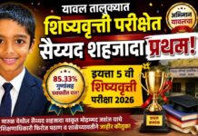 यावल तालुक्यात शिष्यवृत्ती परीक्षेत सैय्यद शहजादा प्रथम ; ८५.३३ टक्के गुणांसह घवघवीत यश