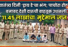 स्वातंत्र्य दिनी ‘ड्राय डे’चा भंग; पाचोरा रोडवर बनावट देशी दारूची वाहतूक उधळली, ११.४५ लाखांचा मुद्देमाल जप्त