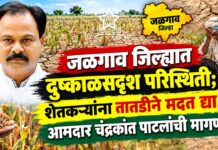 जळगाव जिल्ह्यात दुष्काळसदृश परिस्थिती; शेतकऱ्यांना तातडीने मदत द्या, आमदार चंद्रकांत पाटलांची मागणी