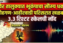 रावेर तालुक्यात भूकंपाचा सौम्य धक्का ; मोहगण-आहीरवाडी परिसरात खळबळ, ३.३ रिश्टर स्केलची नोंद