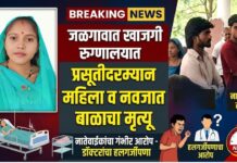 जळगावात खाजगी रुग्णालयात प्रसूतीदरम्यान महिला व नवजात बाळाचा मृत्यू ; डॉक्टरांच्या हलगर्जीपणाचा नातेवाईकांचा गंभीर आरोप