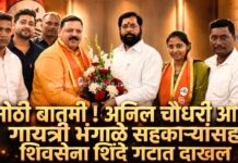 मोठी बातमी : अनिल चौधरी आणि गायत्री भंगाळे सहकाऱ्यांसह शिवसेना शिंदे गटात दाखल !