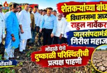 शेतकऱ्यांच्या बांधावर विधानसभा अध्यक्ष राहुल नार्वेकर अन् जलसंपदामंत्री गिरीश महाजन ; मोंढाळे येथे दुष्काळी परिस्थितीची प्रत्यक्ष पाहणी