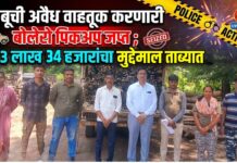 बांबूची अवैध वाहतूक करणारी बोलेरो पिकअप जप्त ; ३ लाख ३४ हजारांचा मुद्देमाल ताब्यात