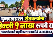 दुष्काळग्रस्त शेतकऱ्यांना हेक्टरी १ लाख रुपये द्या ; अमळनेरमध्ये महाविकास आघाडीचे जनआंदोलन