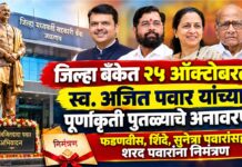 जिल्हा बँकेत २५ ऑक्टोबरला स्व. अजित पवार यांच्या पूर्णाकृती पुतळ्याचे अनावरण ; फडणवीस, शिंदे, सुनेत्रा पवारांसह शरद पवारांना निमंत्रण
