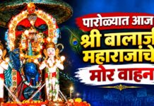 पारोळ्यात आज श्री बालाजी महाराजांचे मोर वाहन